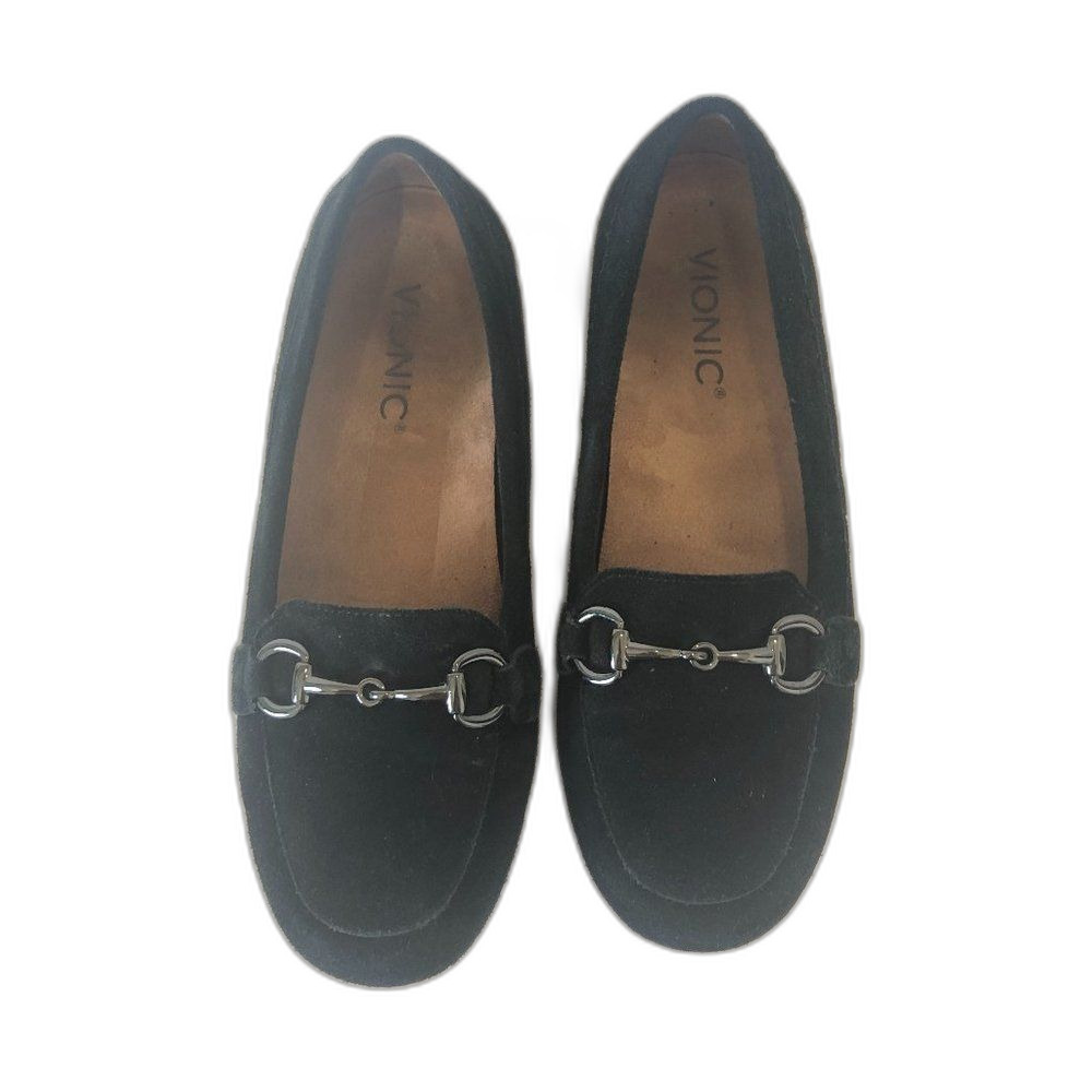 VIONIC Bibiana Loafers Women's Size 6.5 Black Slip On Shoes Suede